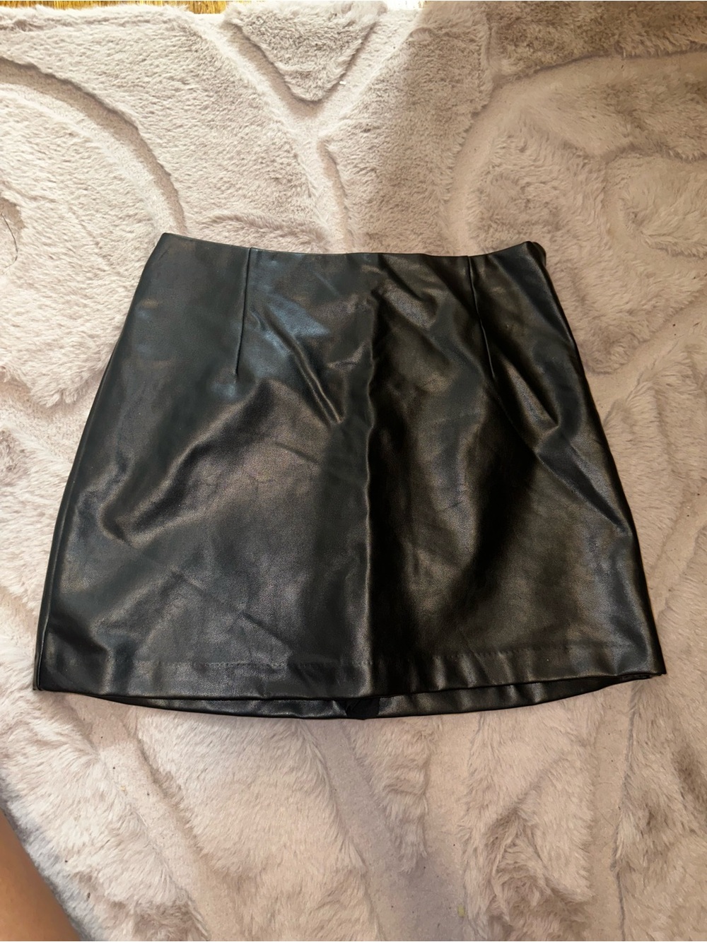 Women’s Black Faux Leather Mini Skort